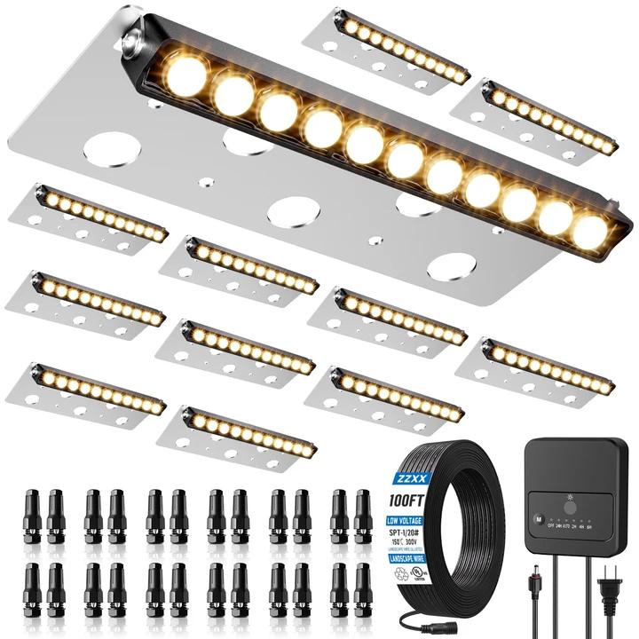 ZZXX All-in-One Retaining Wall Lights with Transformer, 2700K Hardscape Lighting, Low Voltage Landscape Lighting, IP68 Waterproof Outdoor Step Lights Fence Decor for Patio Stairs, 3W Lights 12-Pack