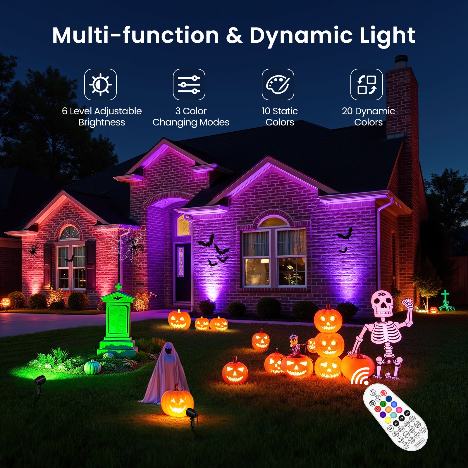 15W Low Voltage Landscape Lights Kit, RGBW Color Changing Spot Lights Outdoor with Transformer 100FT UL-Listed Wire, Low Voltage Lights IP66 Waterproof Remote Control for Garden House, 12Pack