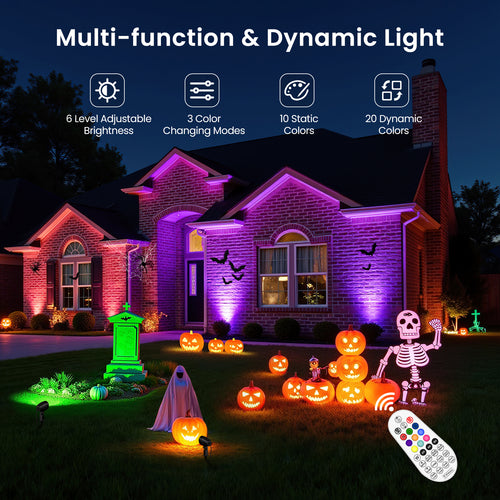 15W Low Voltage Landscape Lights Kit, RGBW Color Changing Spot Lights Outdoor with Transformer 100FT UL-Listed Wire, Low Voltage Lights IP66 Waterproof Remote Control for Garden House, 12Pack
