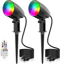 ZZXX 20W RGB Outdoor Spotlight Halloween 120V Color Changing Landscape Lights Waterproof LED Multicoloured Spotlights, Dimmable, Timer, Memory Function with US 3-Plug in (2 Pack)