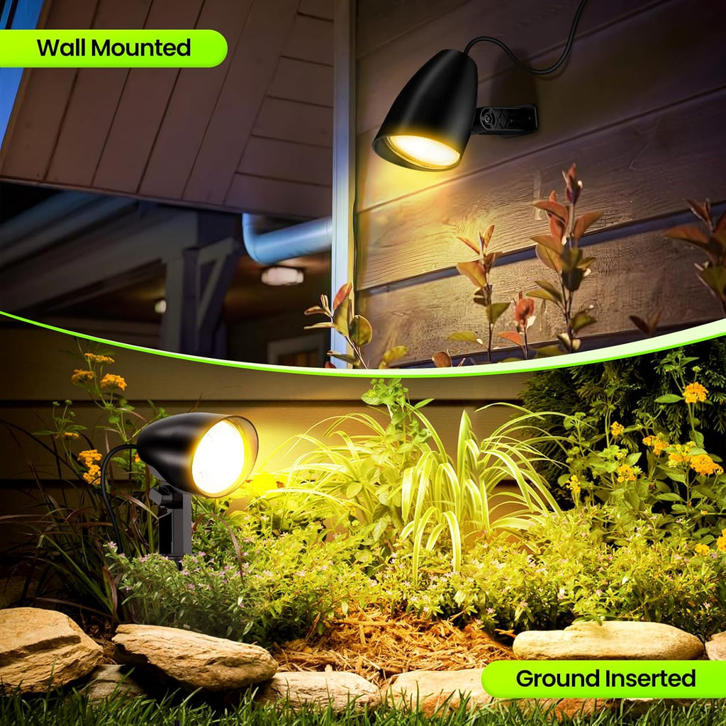 ZZXX 20W Outdoor Spotlight LED Landscape Lighting 120V Pathway Lights IP66 Waterproof Aluminum Yard Spot Lights 1880LM 2700K Warm White Landscape Spotlights with US 3-Plug in (2 Pack)