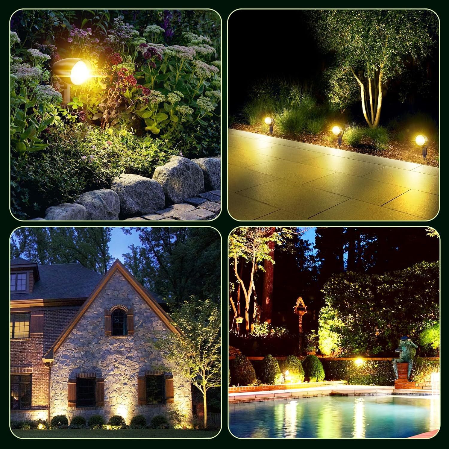 ZZXX 20W Outdoor Spotlight LED Landscape Lighting 120V Pathway Lights IP66 Waterproof Aluminum Yard Spot Lights 1880LM 2700K Warm White Landscape Spotlights with US 3-Plug in (2 Pack)