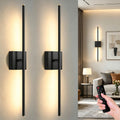 ZZXX 28 Inch Hardwired Wall Sconces Set of Two, Modern Black Wall Lights | 2700K-6500K,LED Wall Sconce With Remote,350°Rotatable ,Memory Function,Dimmable for Living Room, Hallway, Bedroom